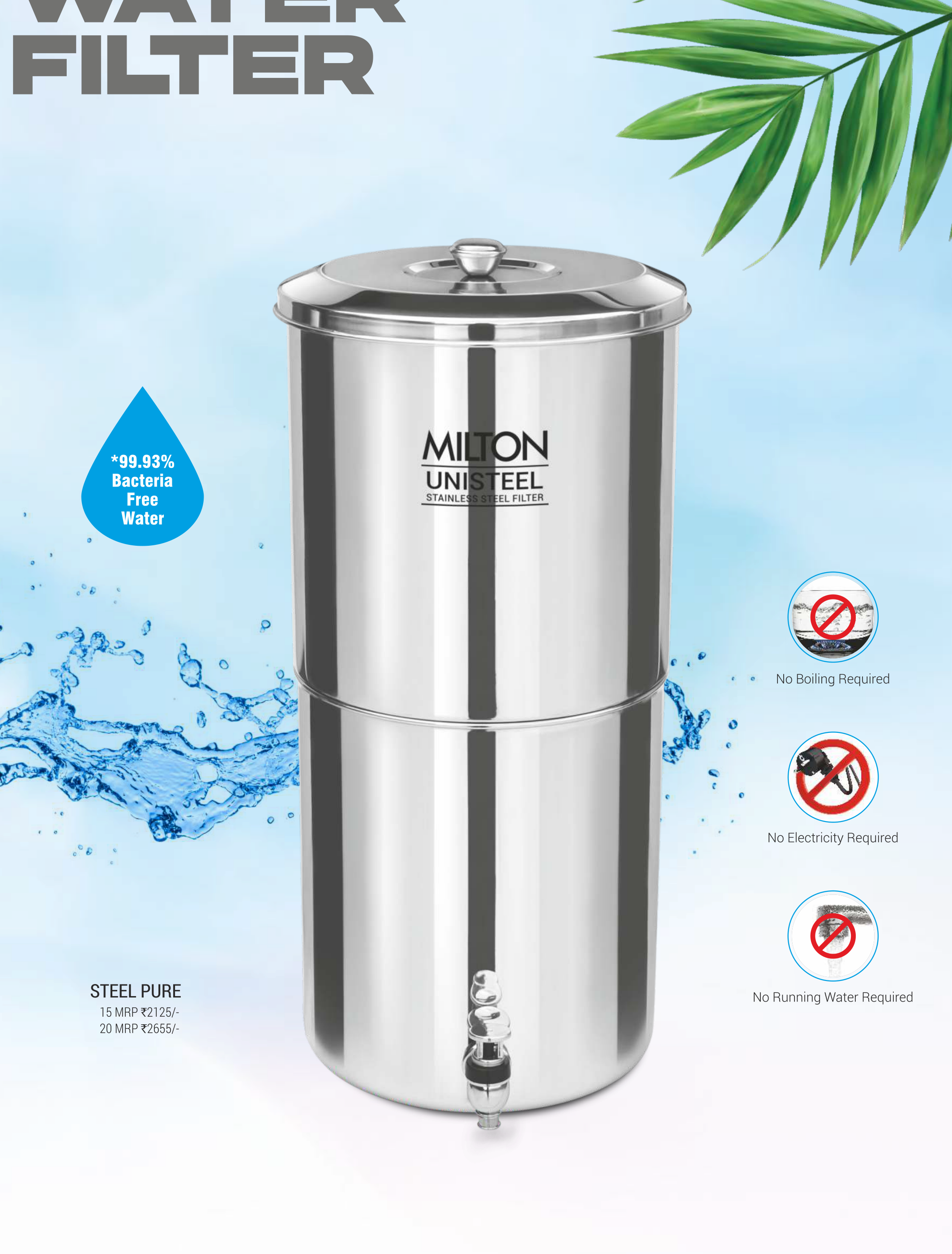 Milton Vortex Steel Hydration Flask 1000ml