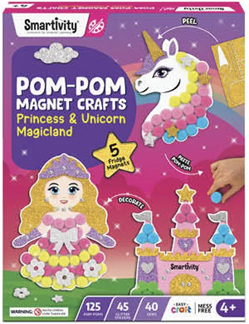 Smartivity Pom-Pom Magnet Crafts Princess & Unicorn Magicland (4+ Years)